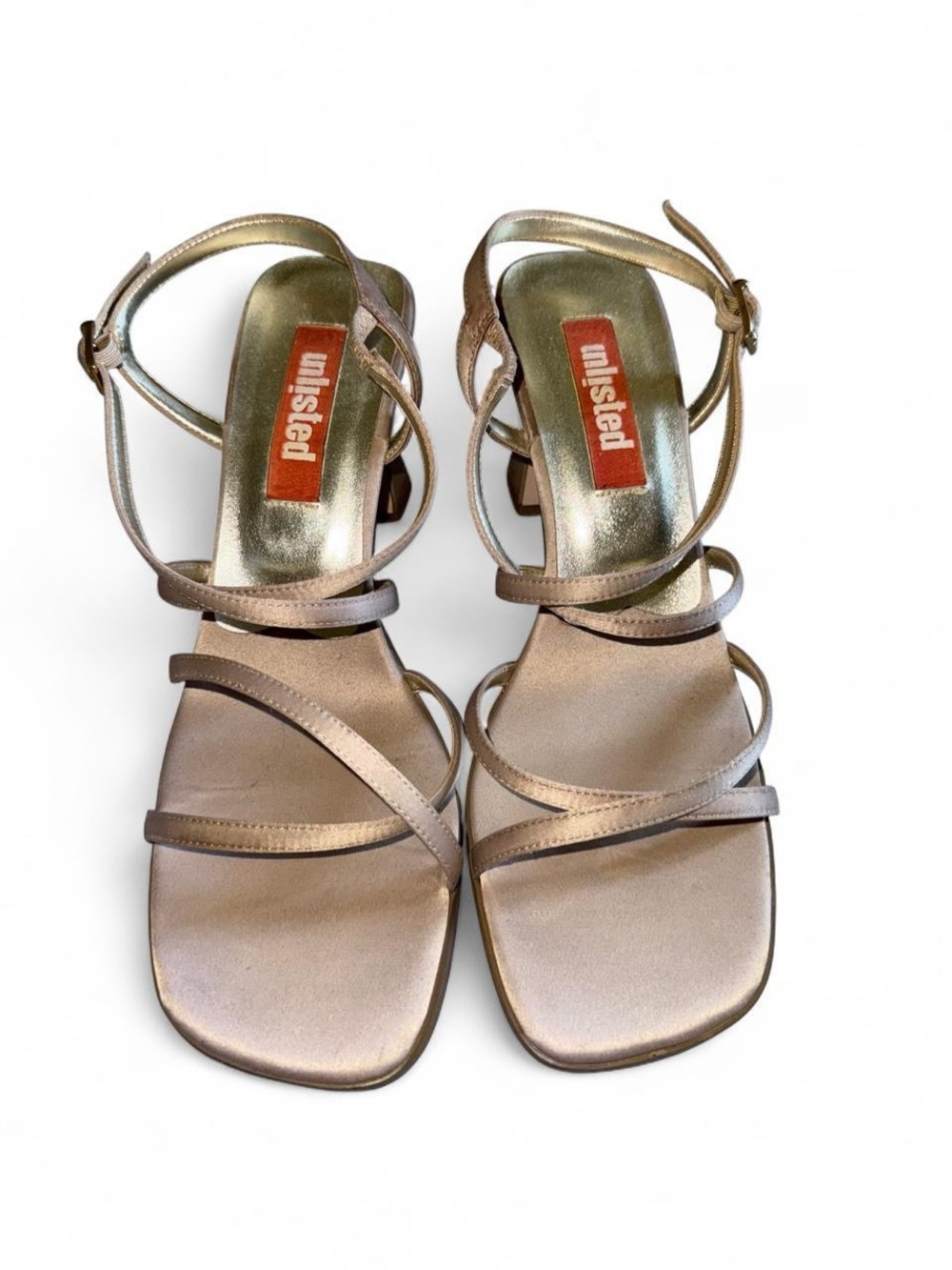 Unlisted Metallic Strappy Heeled Sandals in Champagne Gold